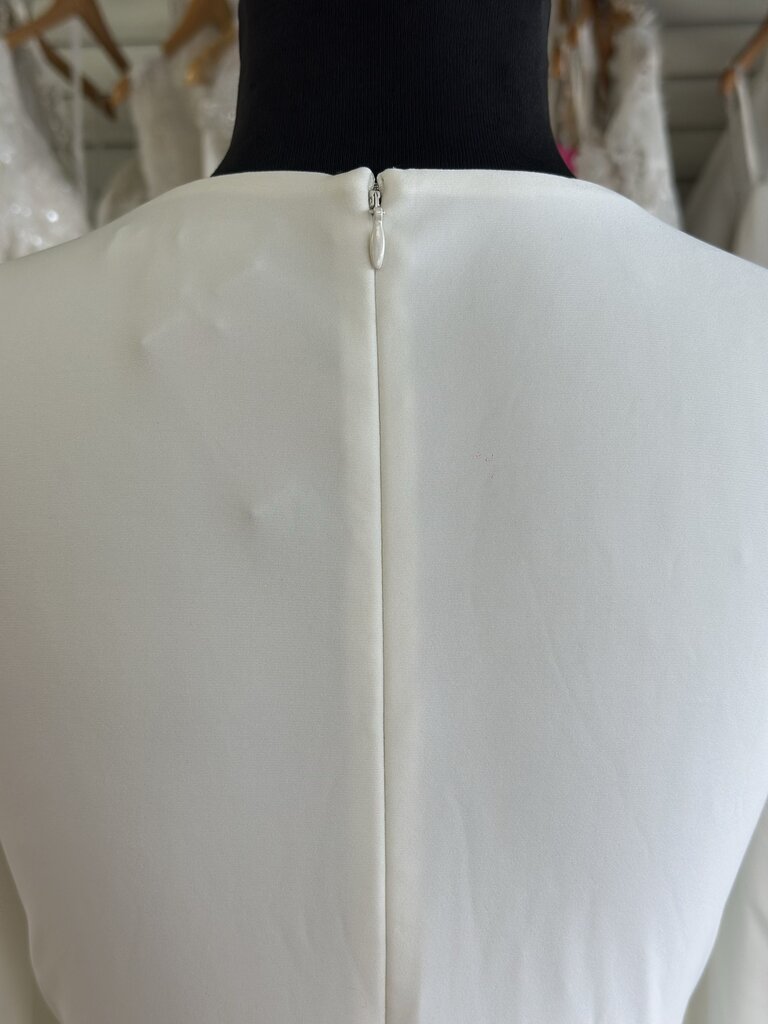 Ralph Lauren White Long Sleeve V Neck Belted Long Formal Dress 14