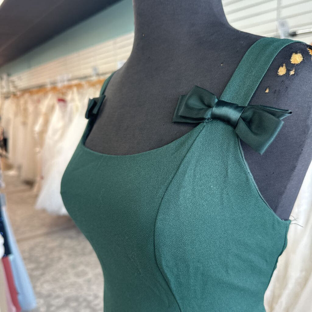 Niki Green Bow Strap Long Formal Dress 10