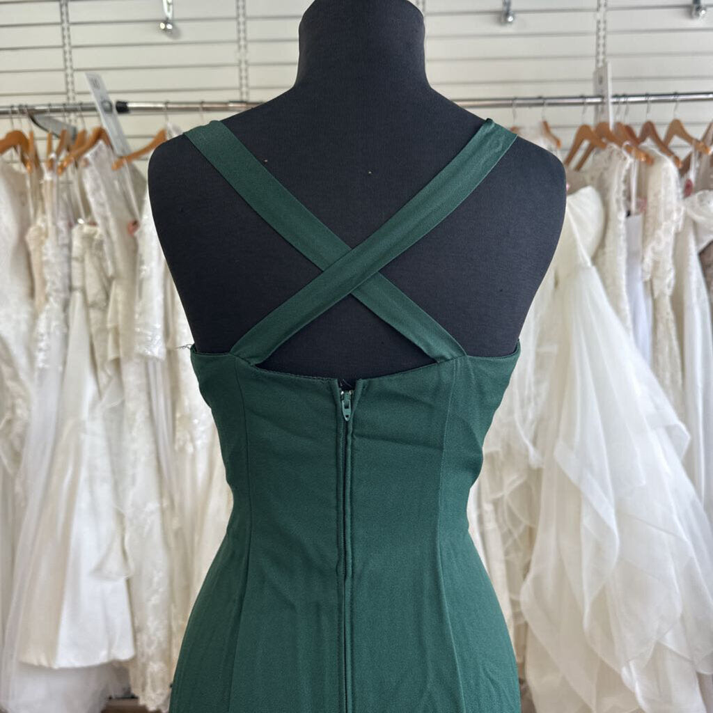 Niki Green Bow Strap Long Formal Dress 10