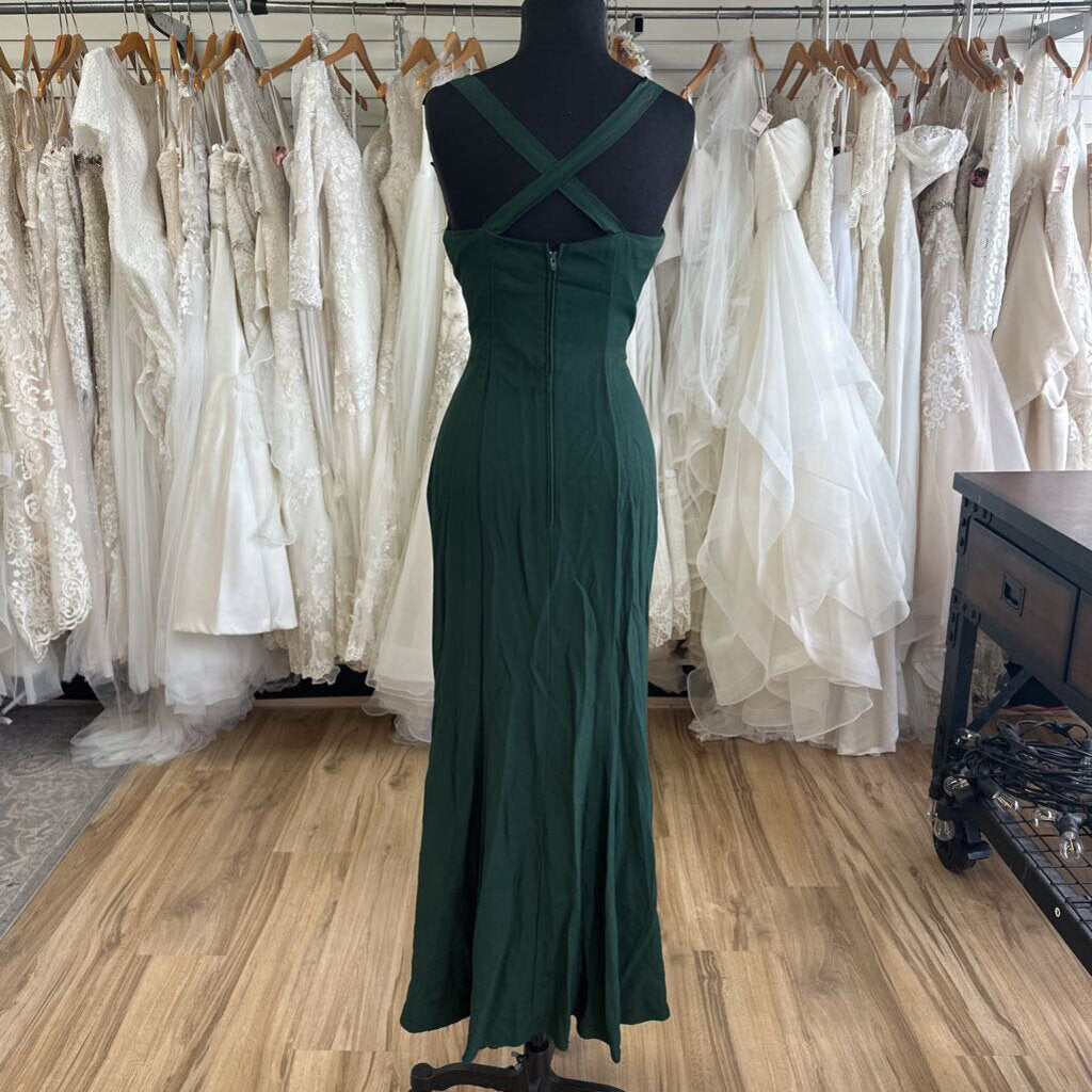 Niki Green Bow Strap Long Formal Dress 10