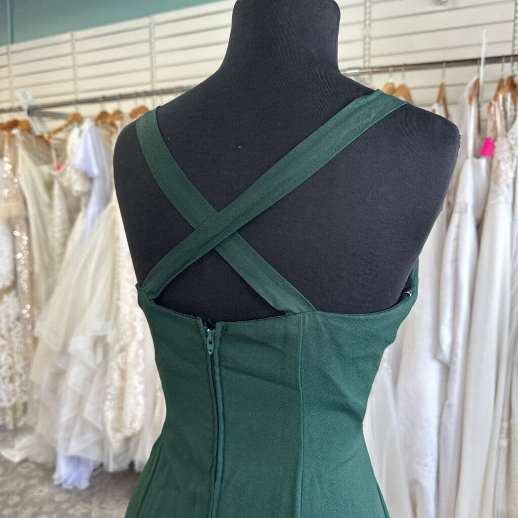 Niki Green Bow Strap Long Formal Dress 10