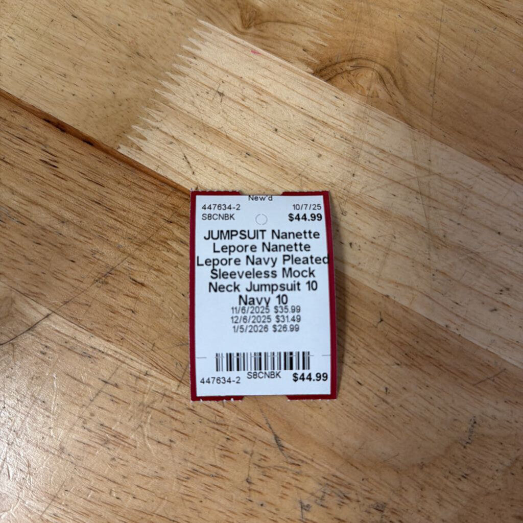 Nanette Lepore Navy Pleated Sleeveless Mock Neck Jumpsuit 10