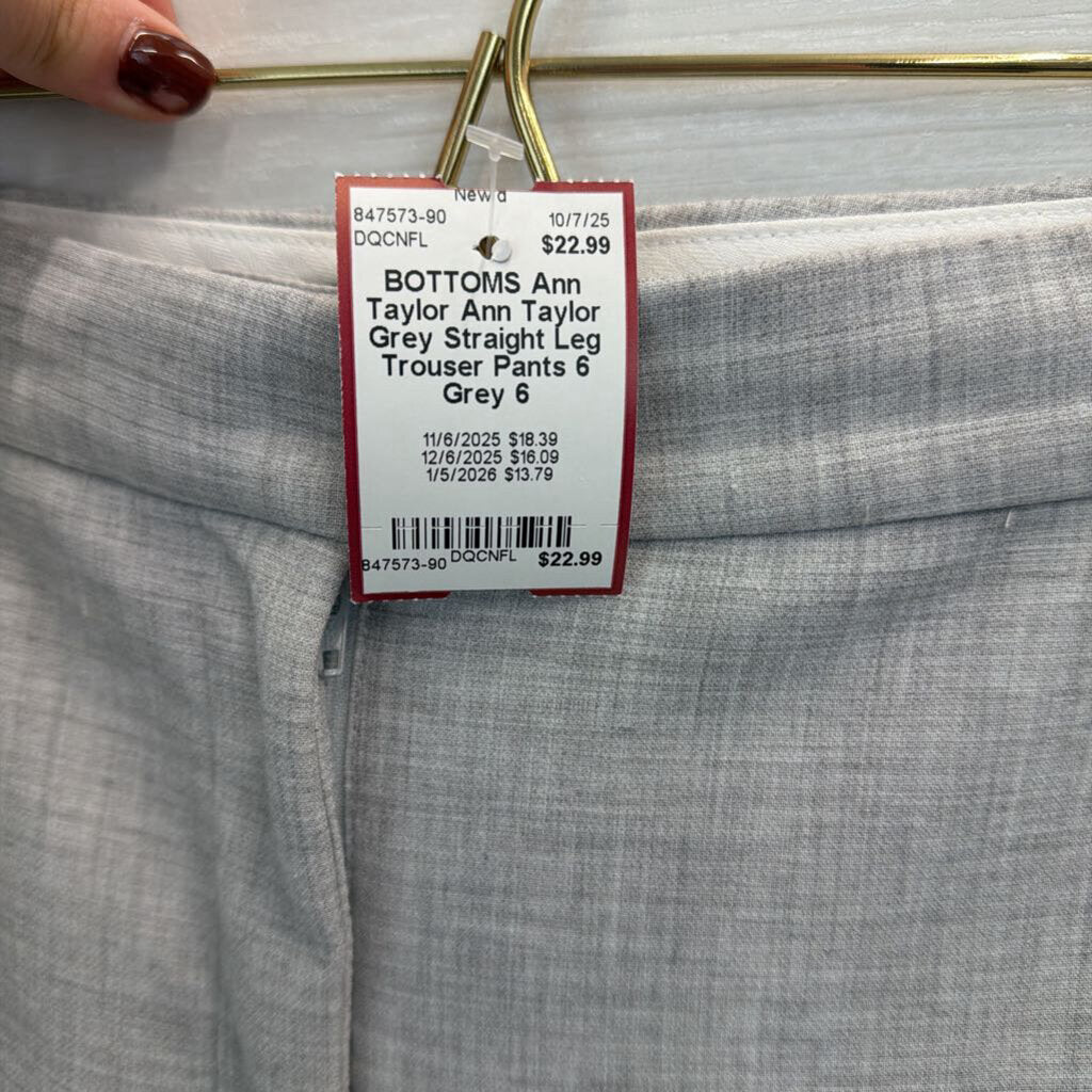 Ann Taylor Grey Straight Leg Trouser Pants 6