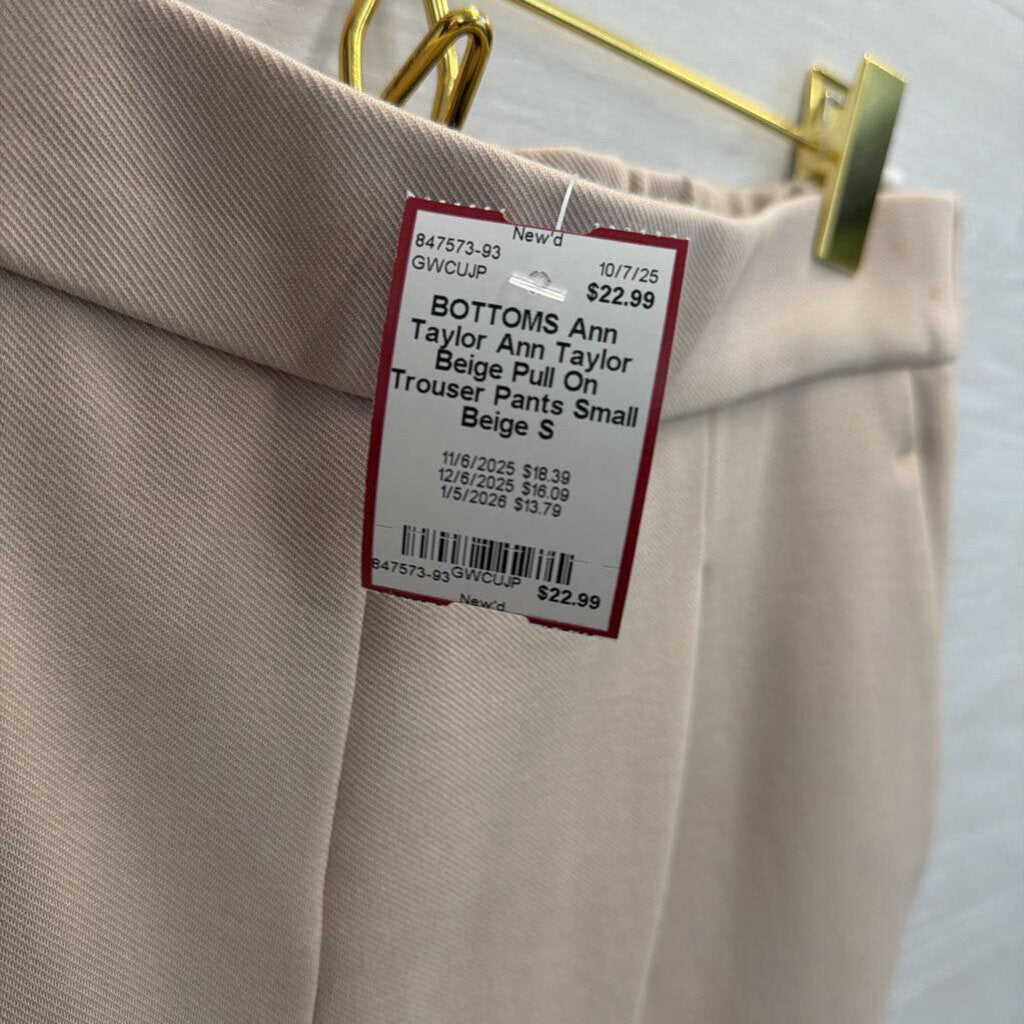 Ann Taylor Beige Pull On Trouser Pants Small