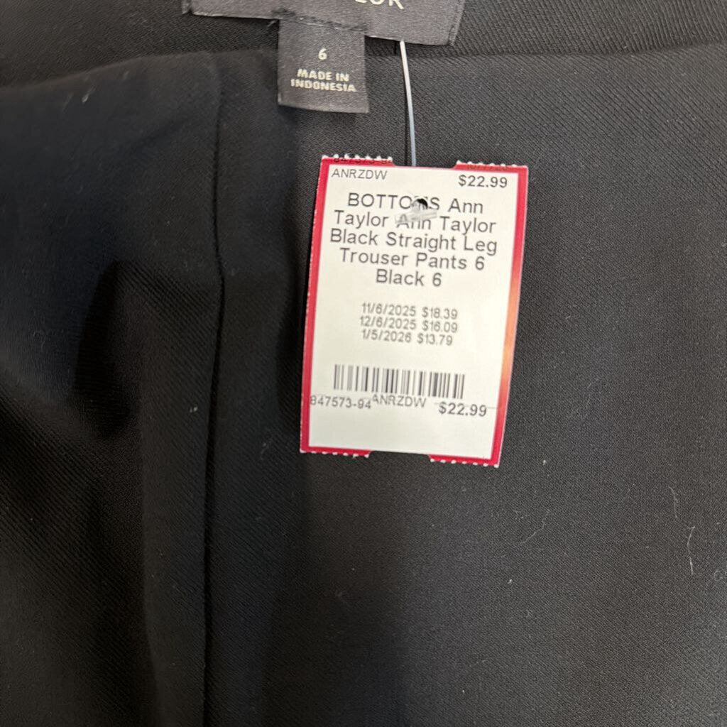 Ann Taylor Black Straight Leg Trouser Pants 6