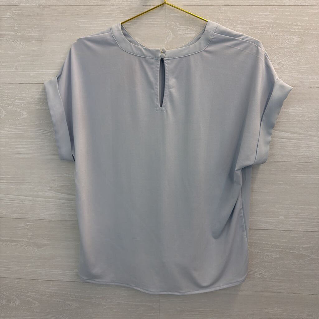 Ann Taylor Blue Short Sleeve Pleated Front Top Small