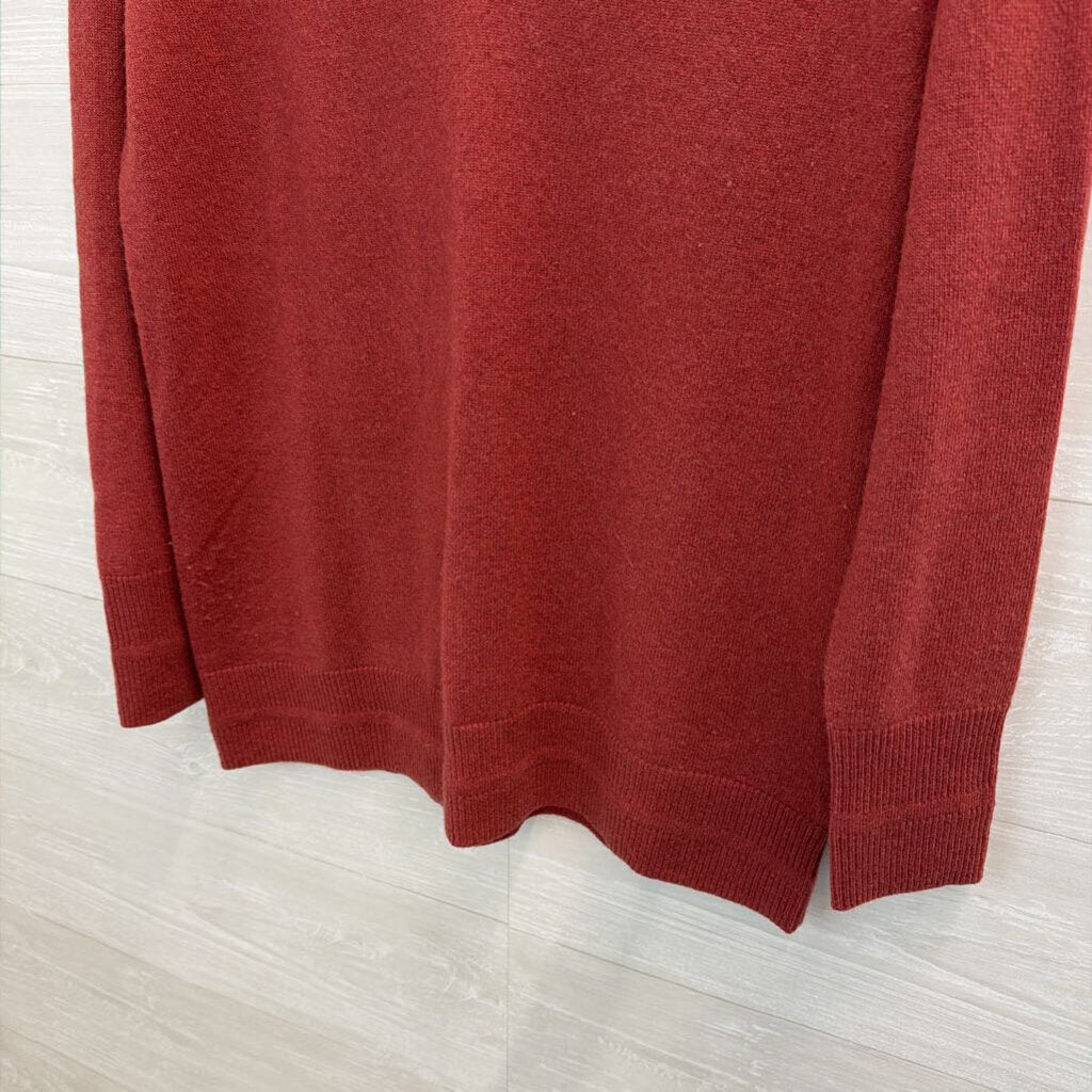 Tahari Orange 100% Cashmere V Neck Sweater Top Medium