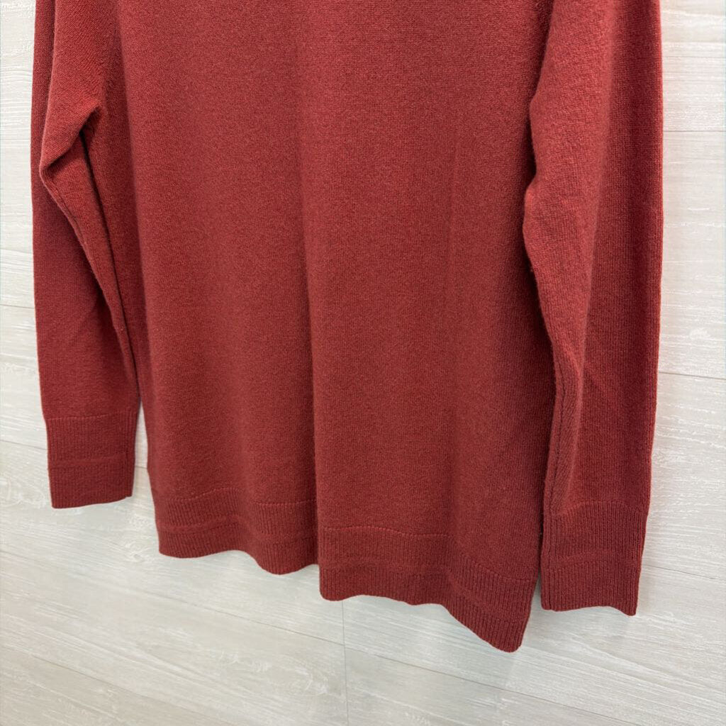 Tahari Orange 100% Cashmere V Neck Sweater Top Medium