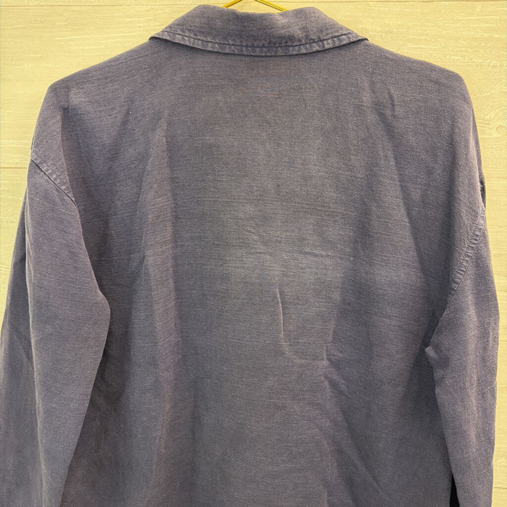 Nicole Miller Blue Linen Blend Pullover Top Small