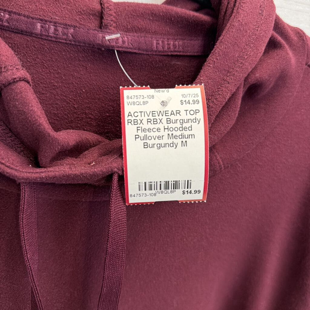 RBX Burgundy Fleece Hooded Pullover Medium