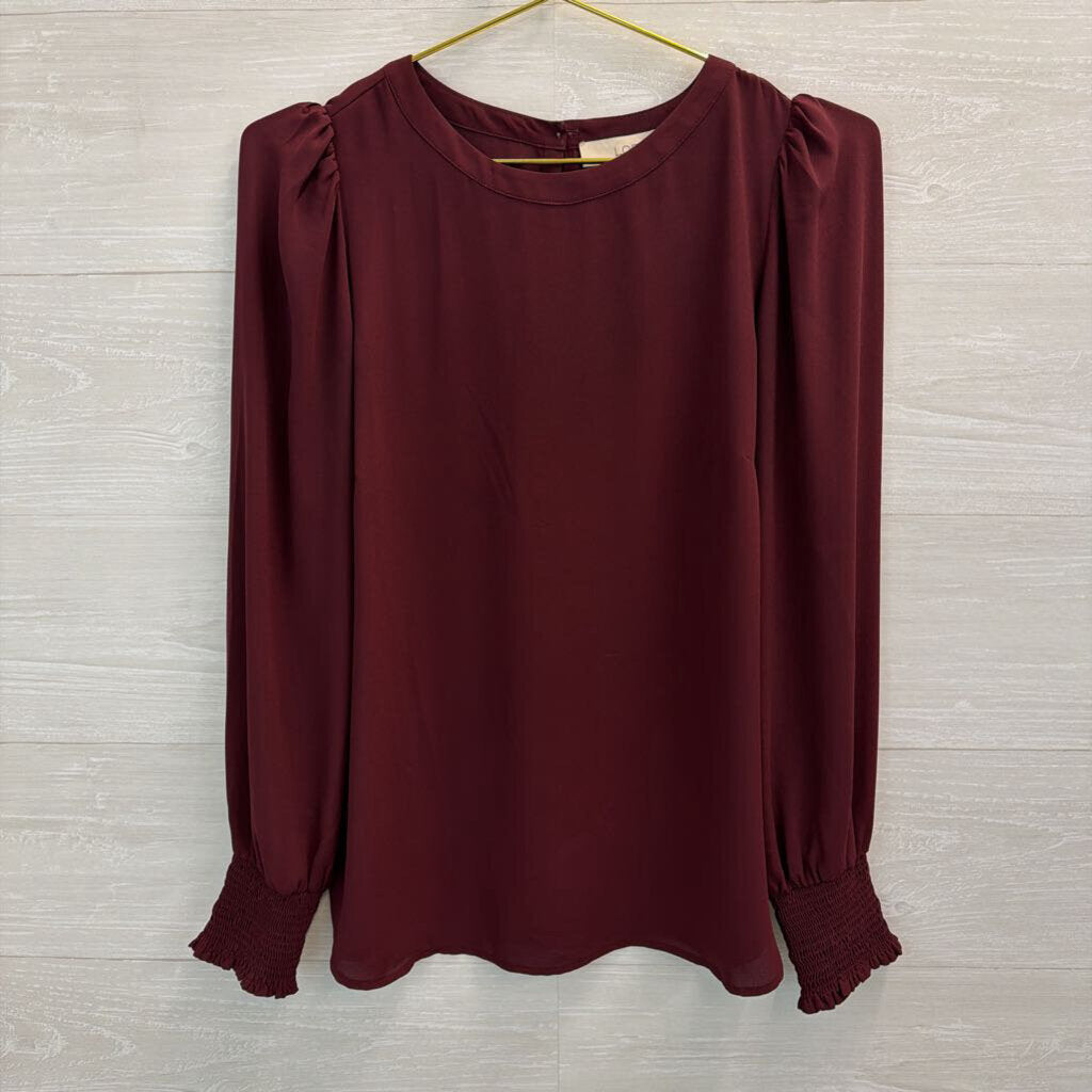 Loft Burgundy Long Sleeve Top Small