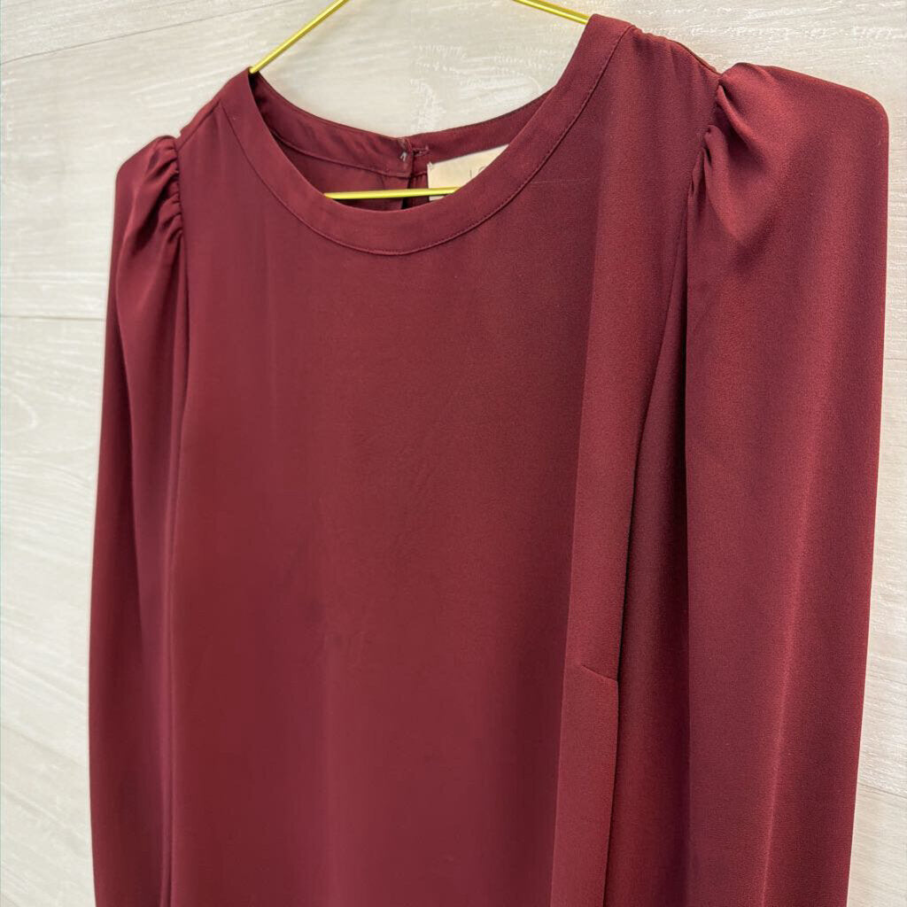 Loft Burgundy Long Sleeve Top Small