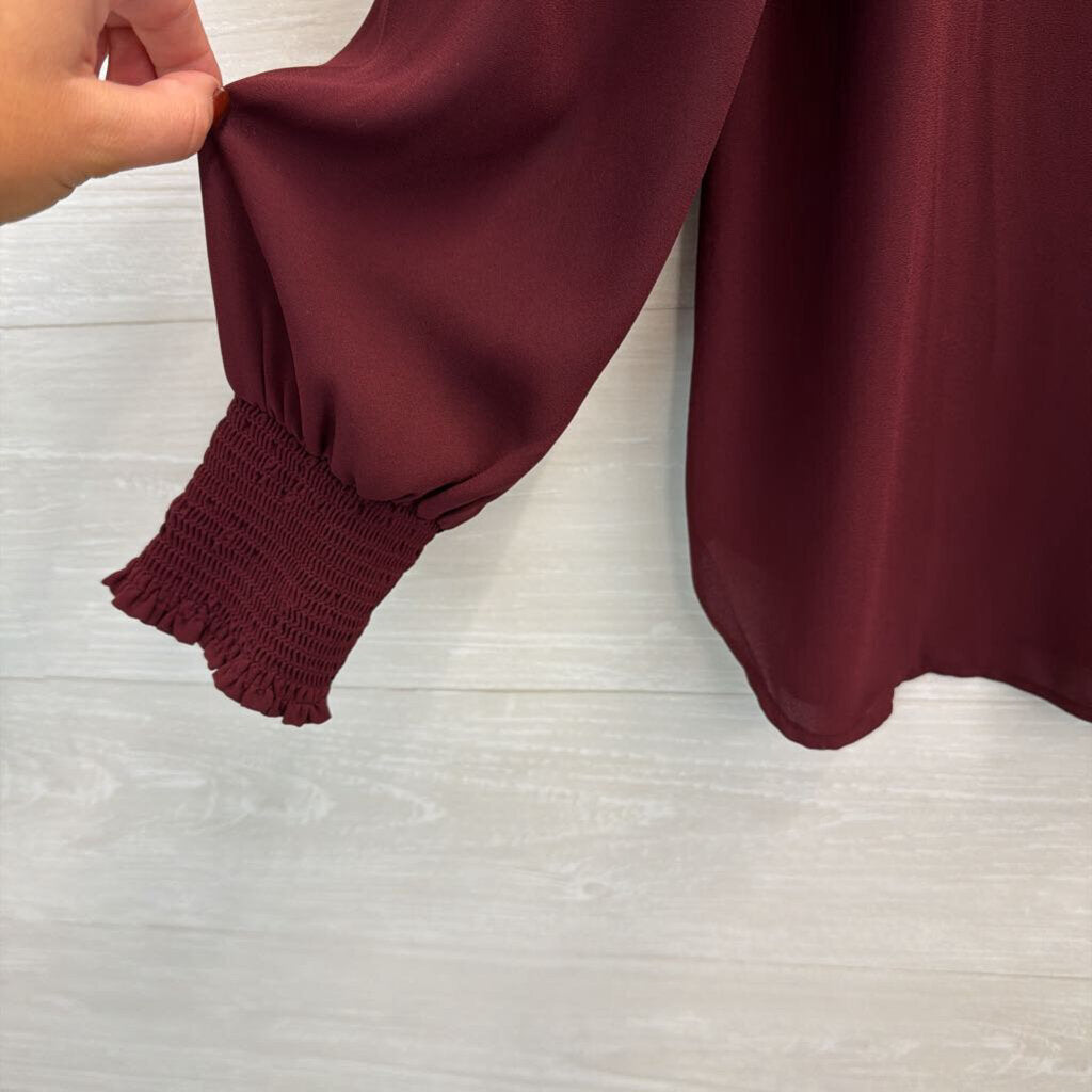 Loft Burgundy Long Sleeve Top Small