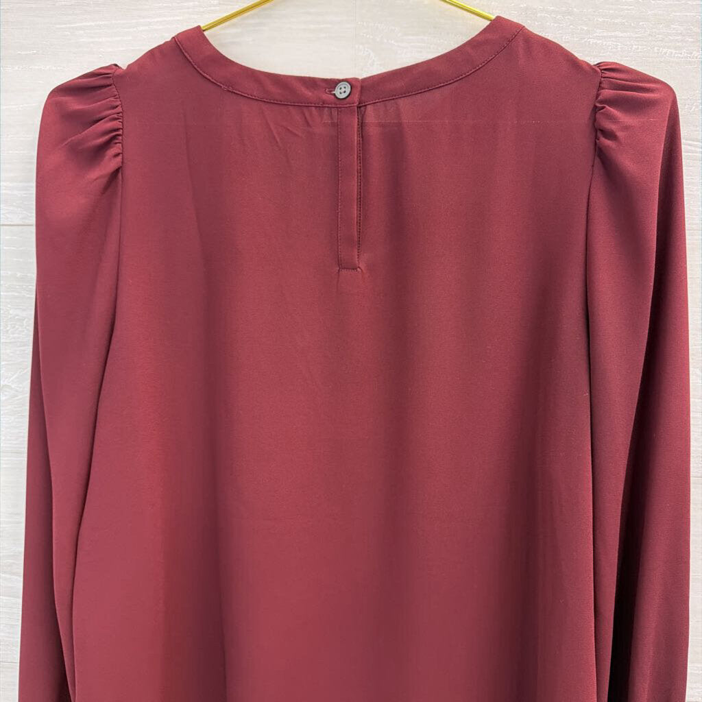 Loft Burgundy Long Sleeve Top Small