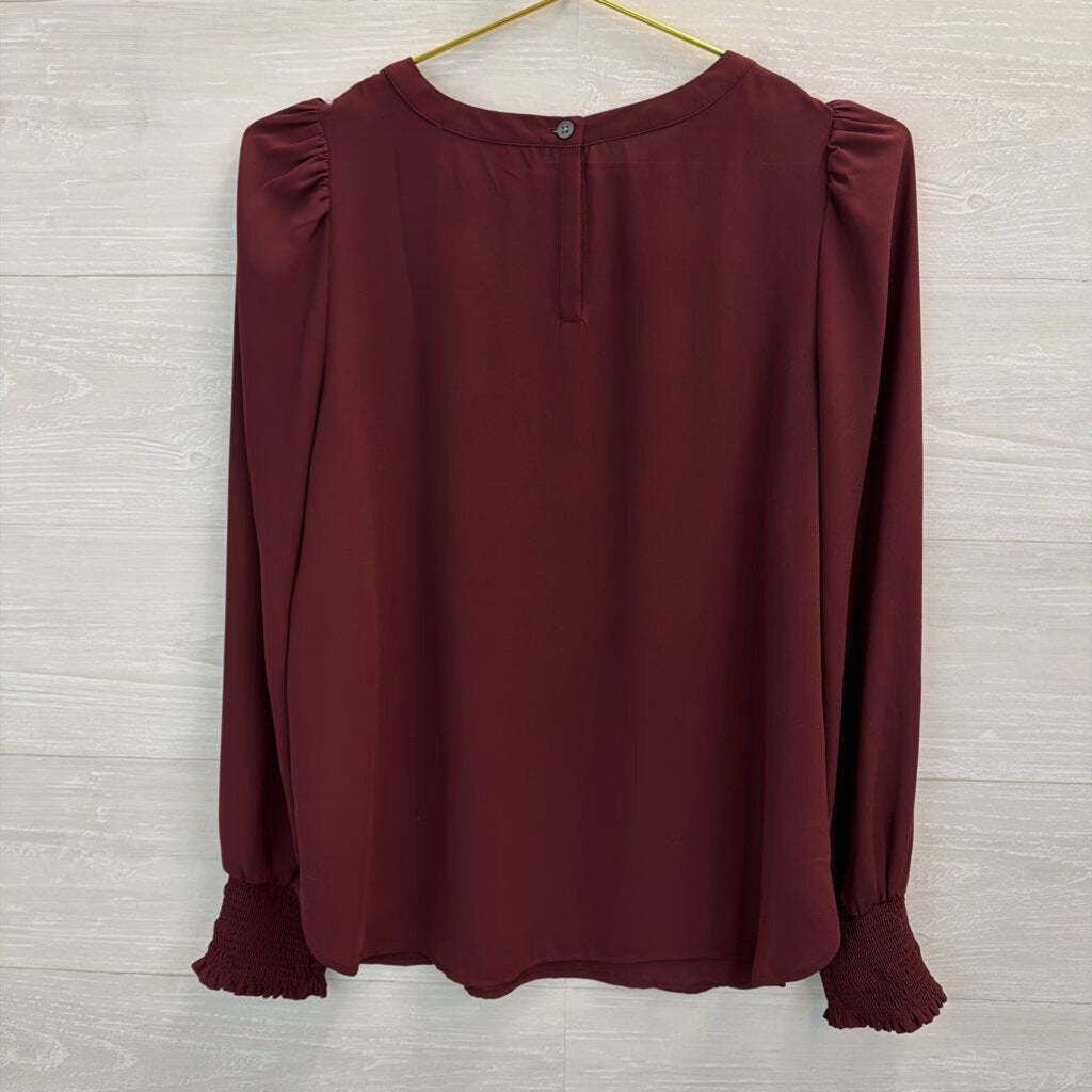 Loft Burgundy Long Sleeve Top Small