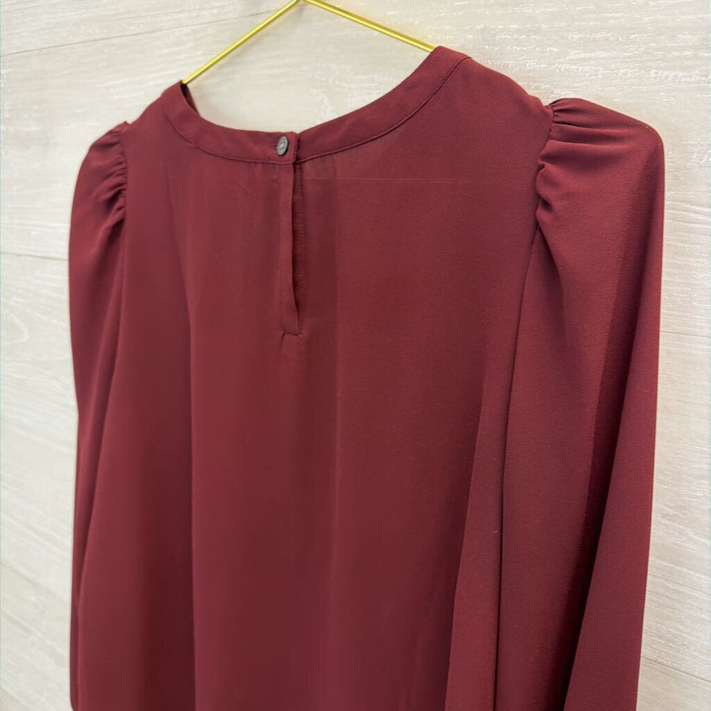 Loft Burgundy Long Sleeve Top Small