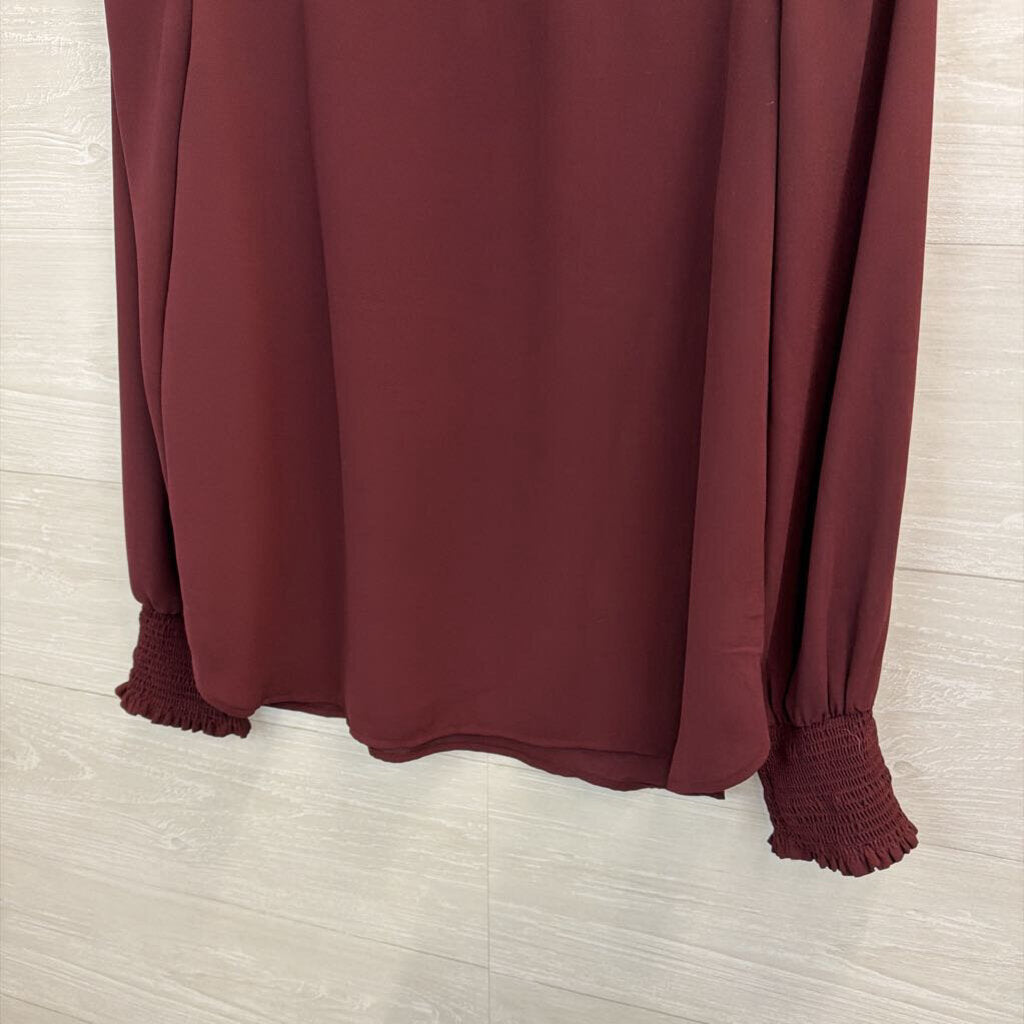 Loft Burgundy Long Sleeve Top Small