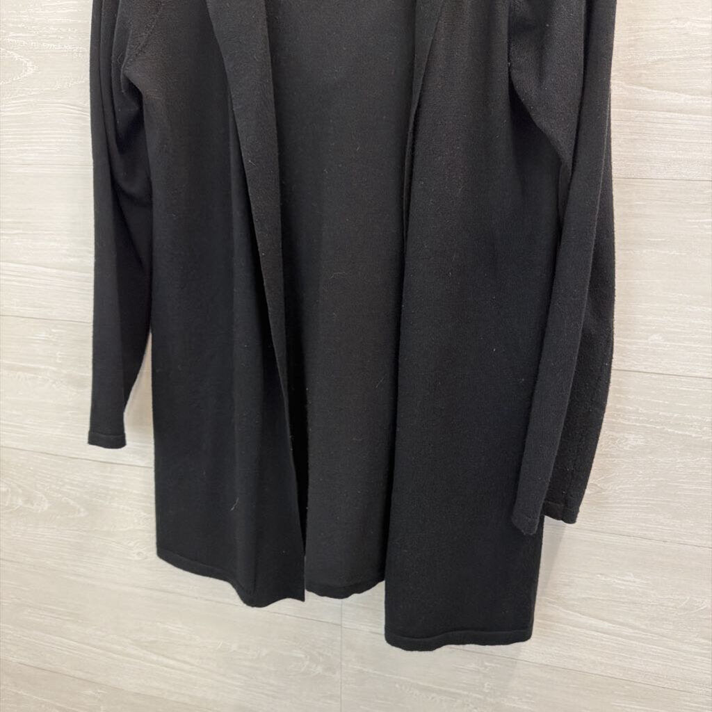 Cyrus Black Open Front Hooded Sweater Small