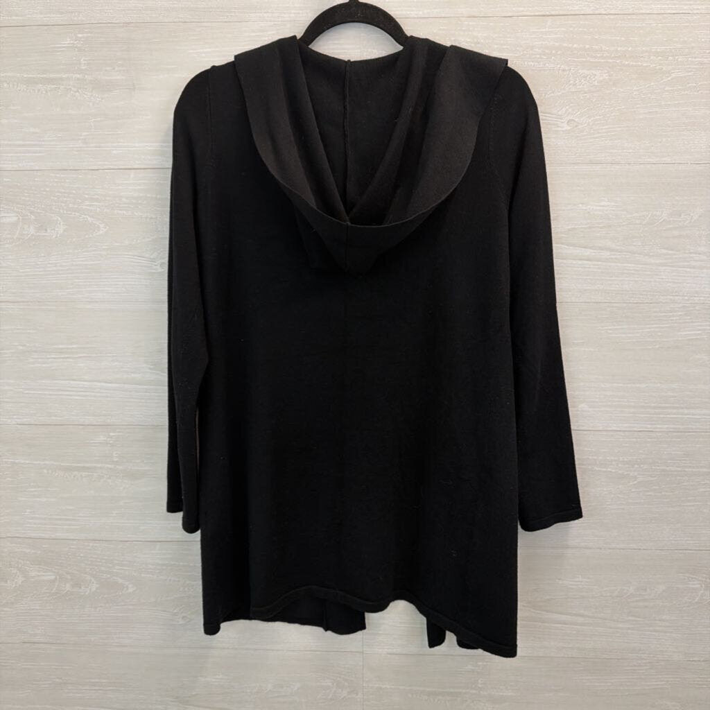 Cyrus Black Open Front Hooded Sweater Small