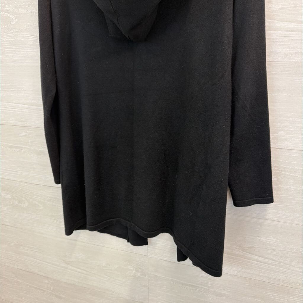 Cyrus Black Open Front Hooded Sweater Small