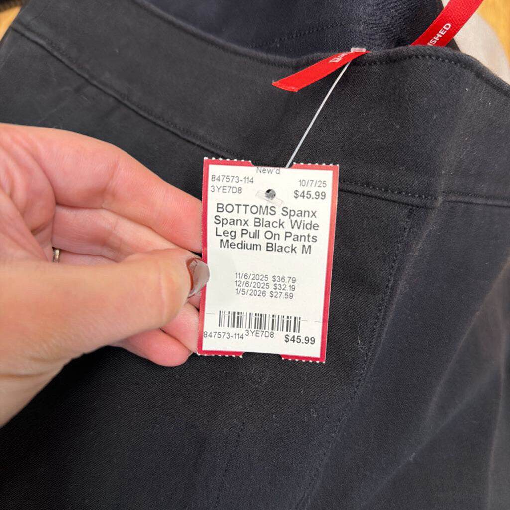 Spanx Black Wide Leg Pull On Pants Medium