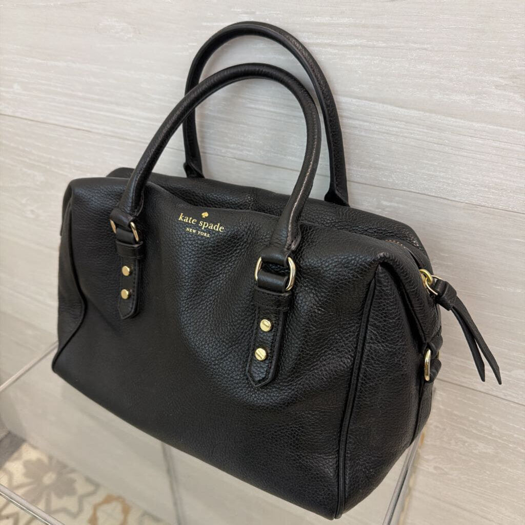 Kate Spade Black Pebbled Leather Julianne Mulberry Street Satchel Purse