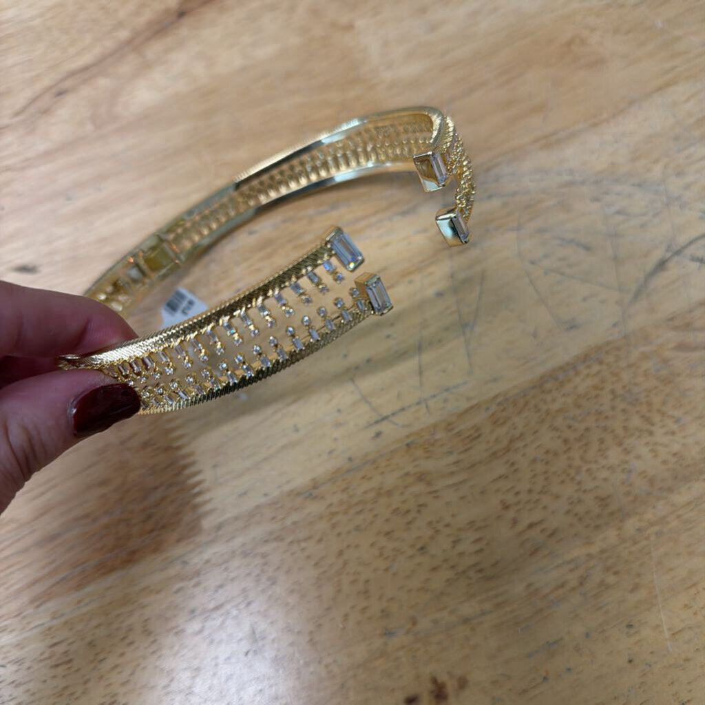 Fallon Gold Unzipped Pave Split Choker Necklace