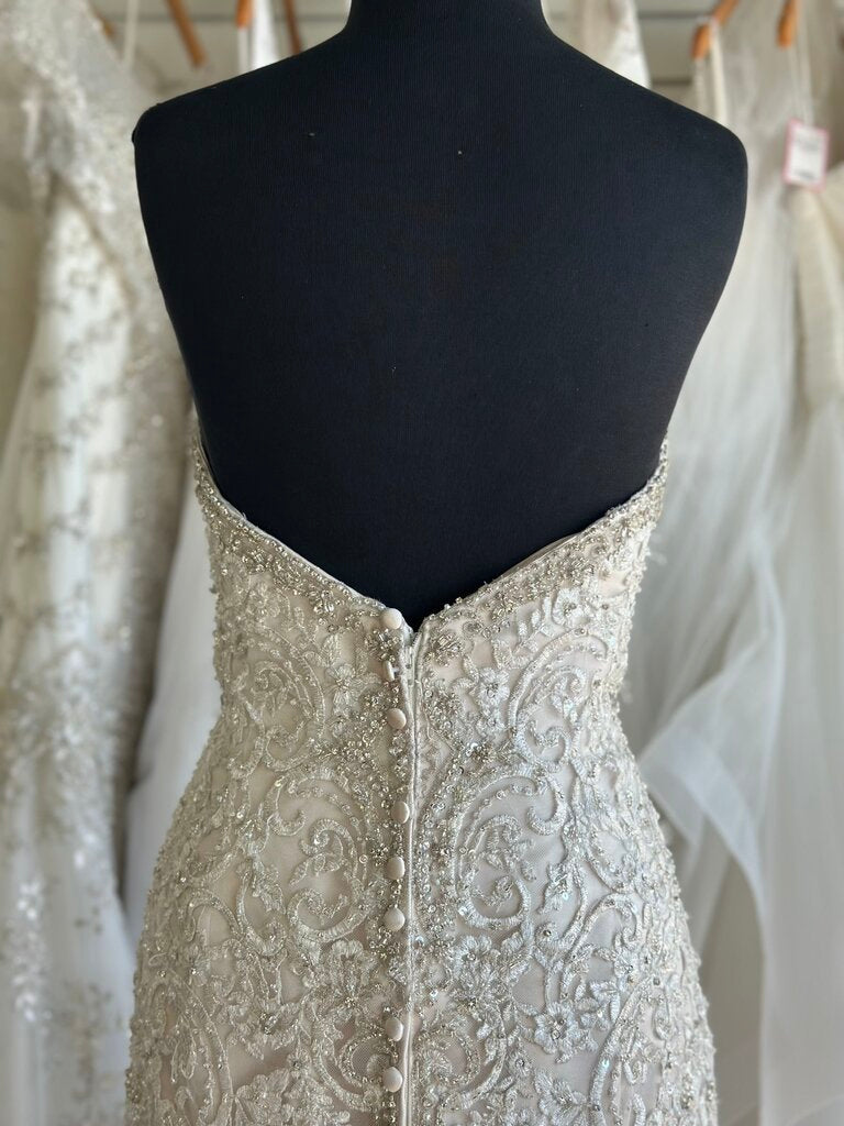 Ivory/Champagne Embroidered/Jewel Encrusted Mermaid Gown 14/16