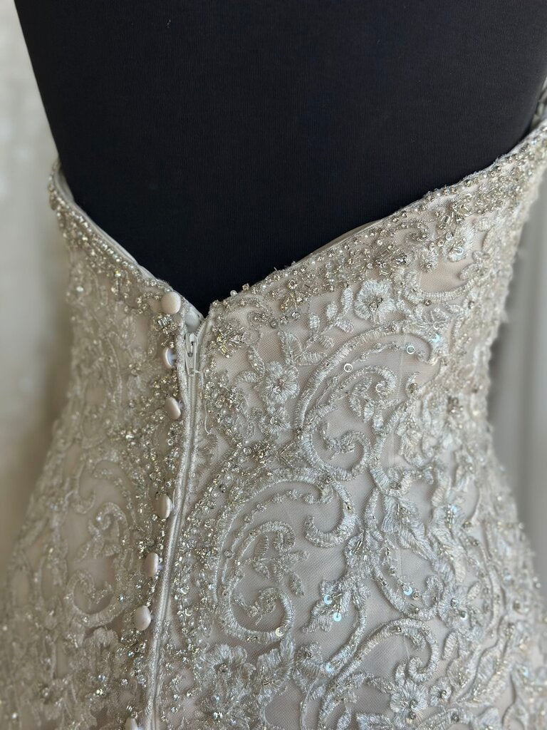 Ivory/Champagne Embroidered/Jewel Encrusted Mermaid Gown 14/16