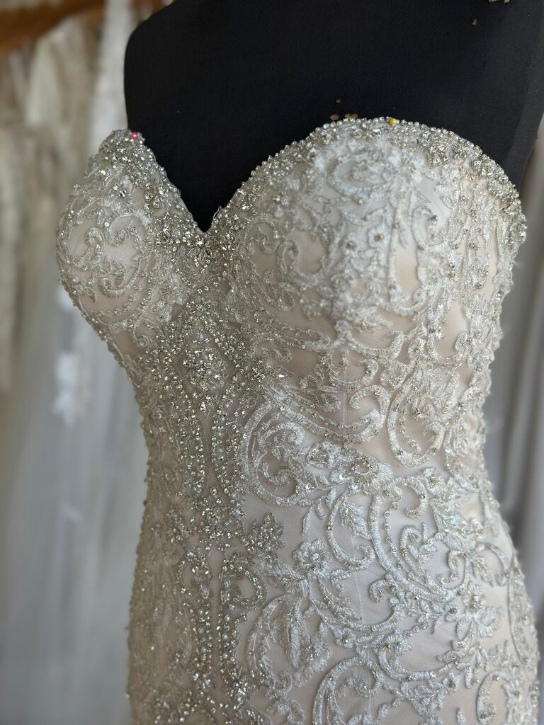 Ivory/Champagne Embroidered/Jewel Encrusted Mermaid Gown 14/16