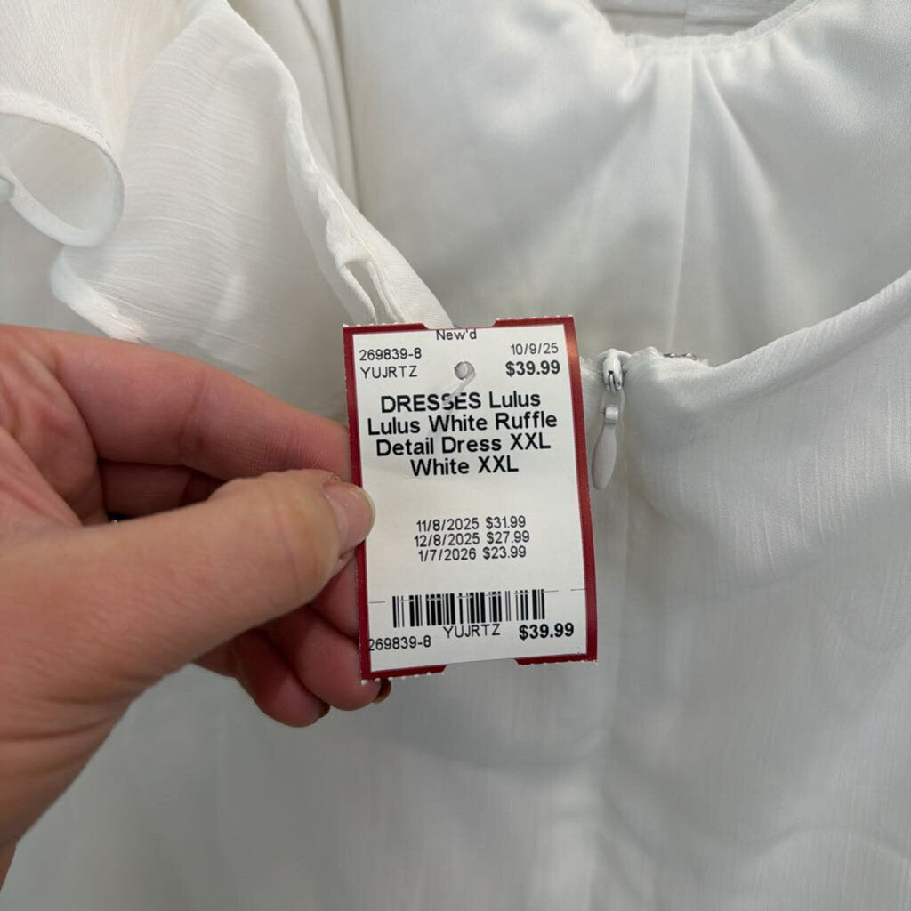 Lulus White Ruffle Detail Dress XXL