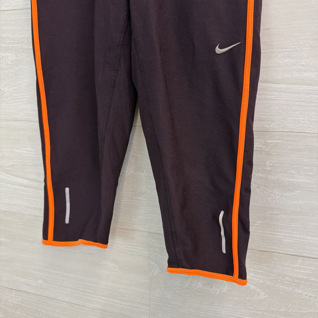 Nike Burgundy/ Orange Cropped Leggings Extra Small