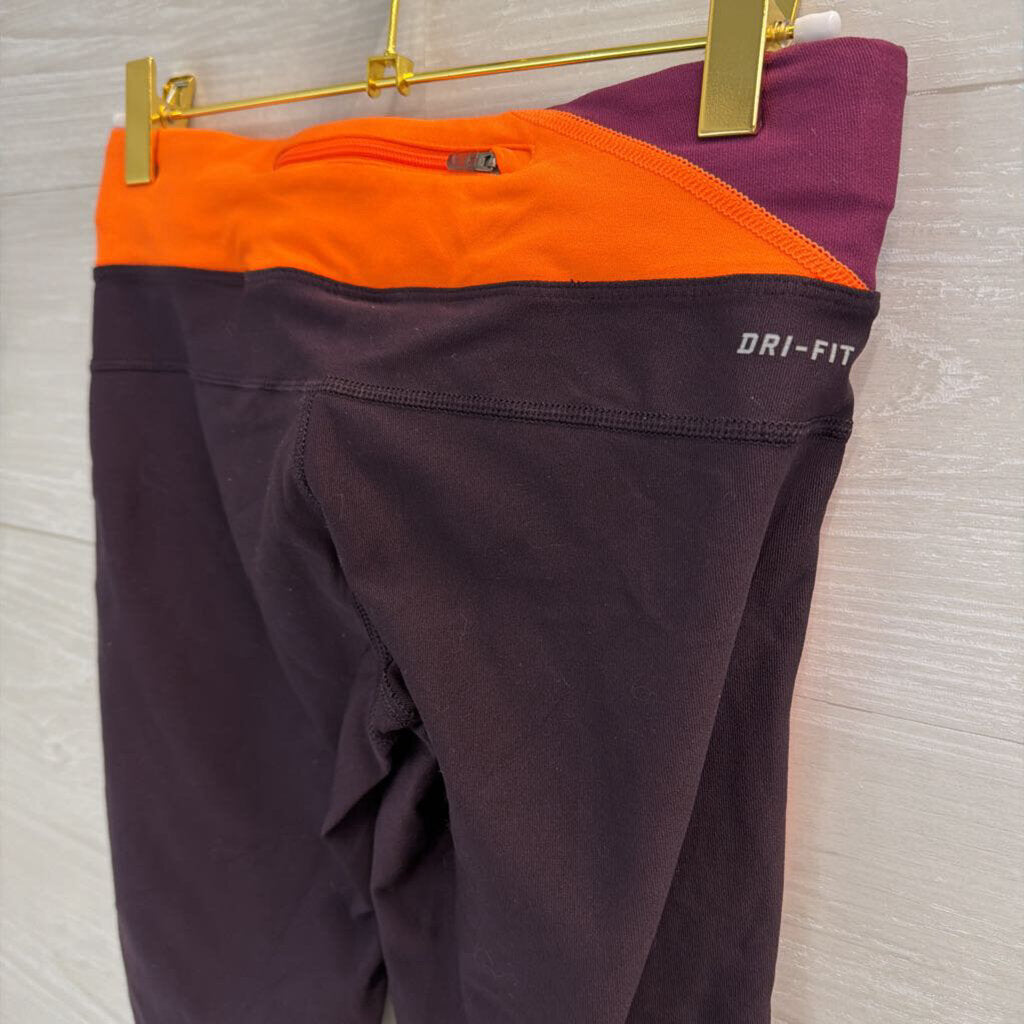 Nike Burgundy/ Orange Cropped Leggings Extra Small