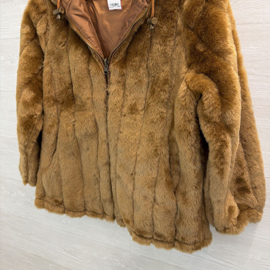 Serbin Sport Brown Faux Fur Zip Up Jacket Small