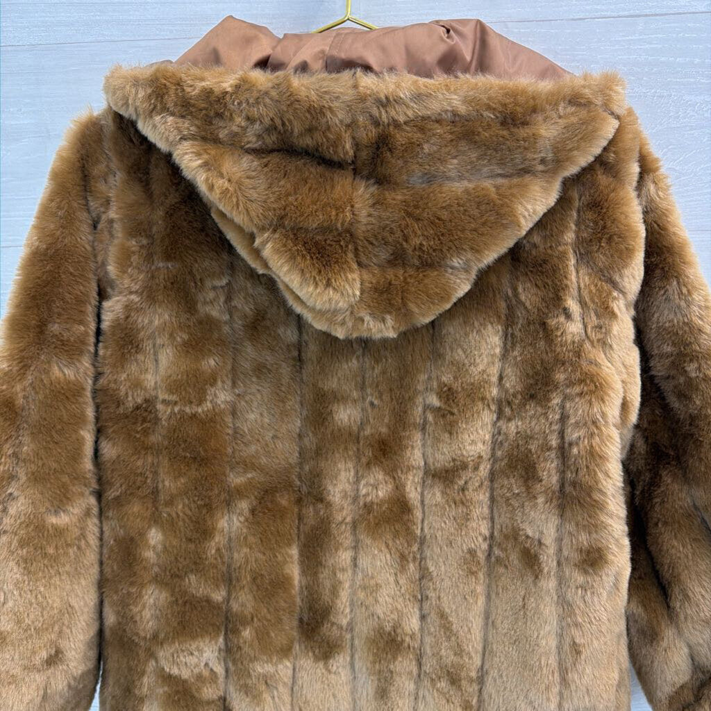 Serbin Sport Brown Faux Fur Zip Up Jacket Small