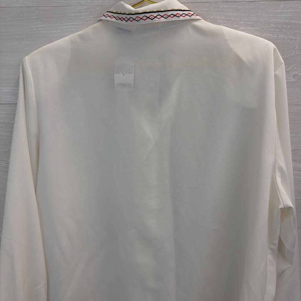 Vintage Koret White Embroidered Detail Long Sleeve Button Down Top 16