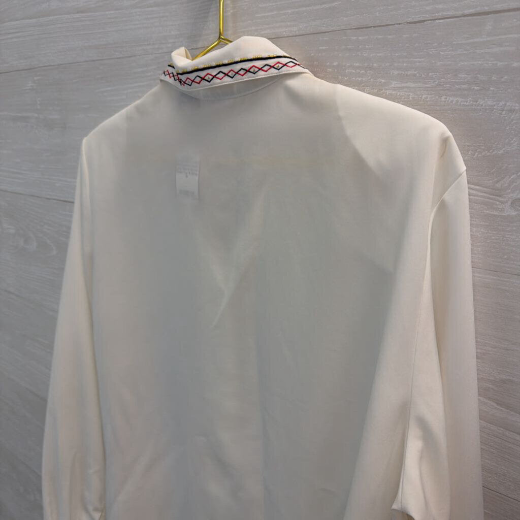 Vintage Koret White Embroidered Detail Long Sleeve Button Down Top 16