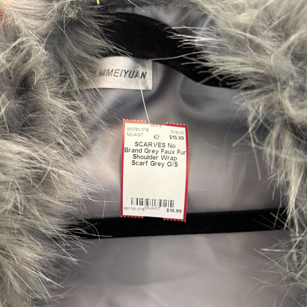 Grey Faux Fur Shoulder Wrap Scarf
