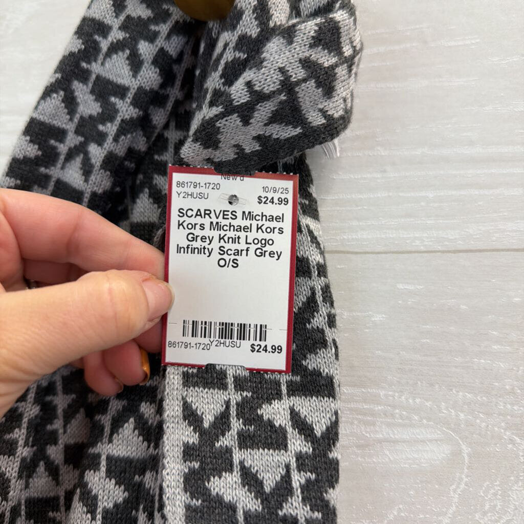 Michael Kors Grey Knit Logo Infinity Scarf