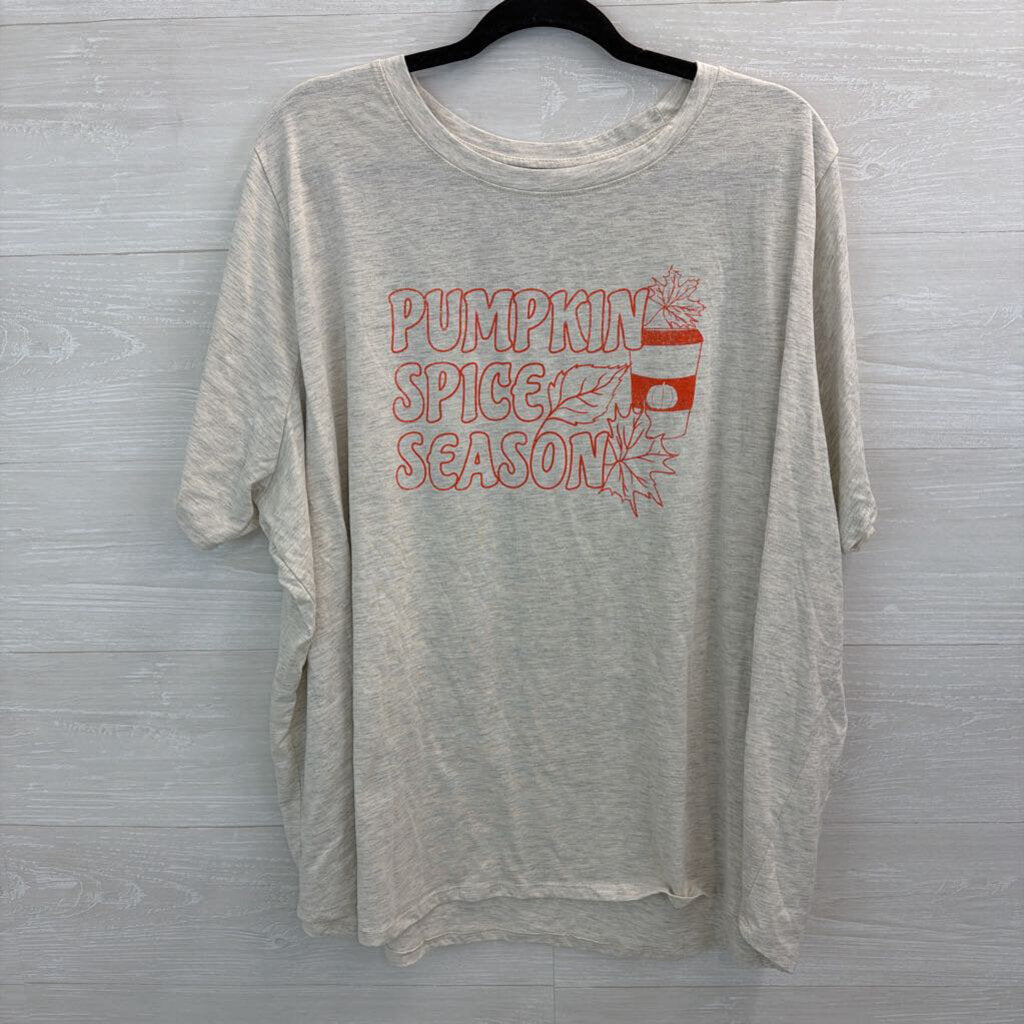 Mighty Fine Grey/ Orange Pumpkin Spice Short Sleeve Graphic Tee 4X