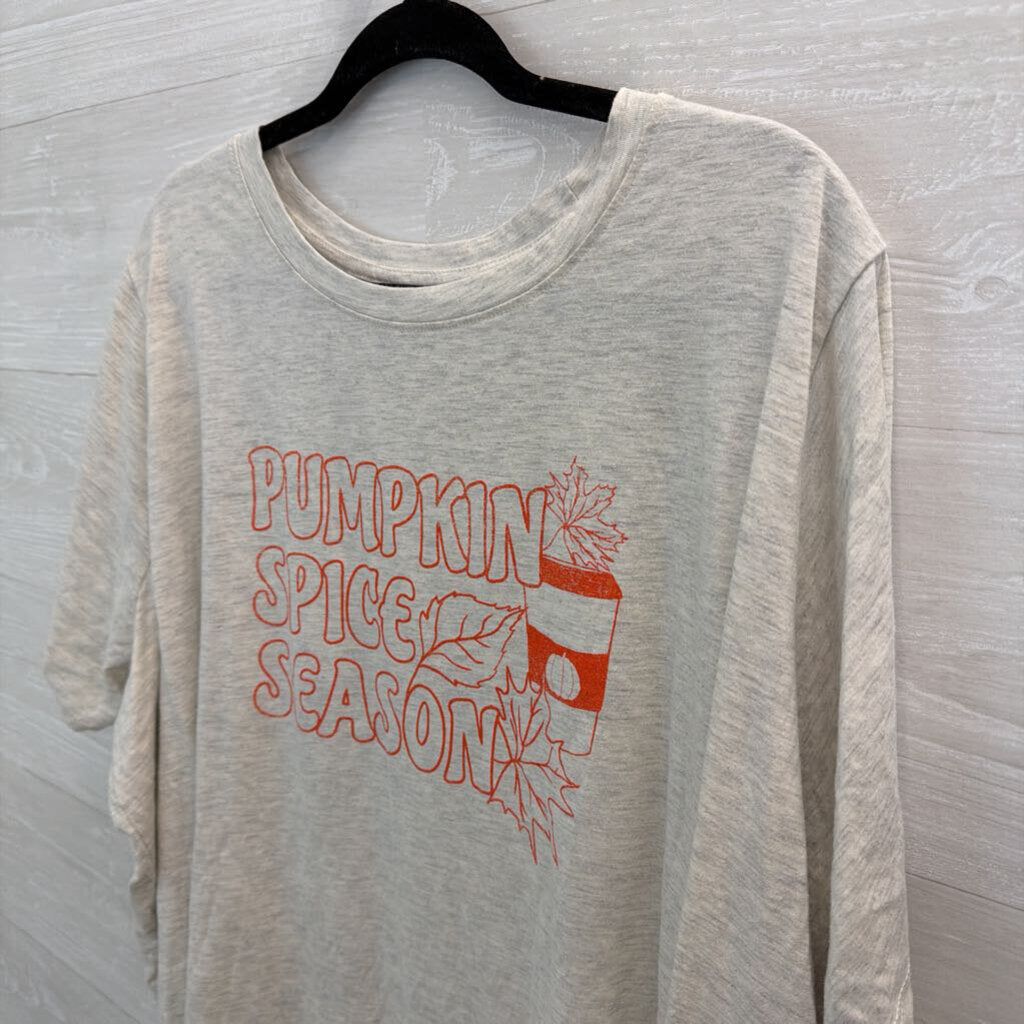 Mighty Fine Grey/ Orange Pumpkin Spice Short Sleeve Graphic Tee 4X