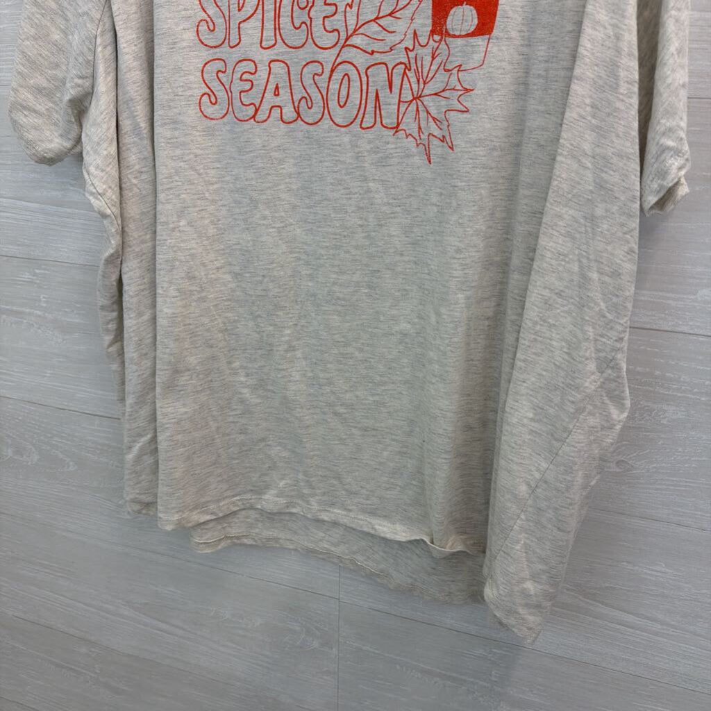Mighty Fine Grey/ Orange Pumpkin Spice Short Sleeve Graphic Tee 4X