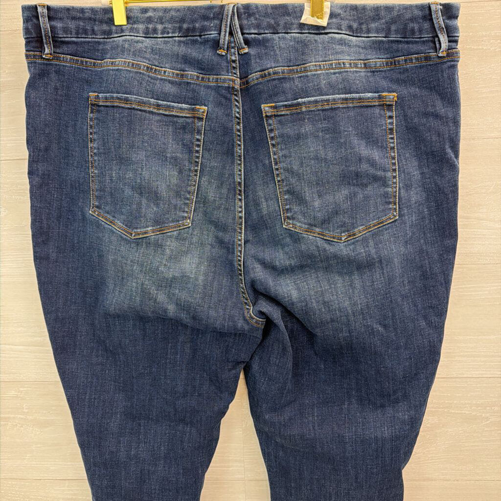 Good American Dark Wash Raw Hem Skinny Leg Jeans 26W