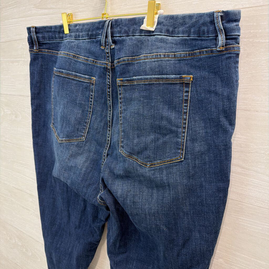 Good American Dark Wash Raw Hem Skinny Leg Jeans 26W