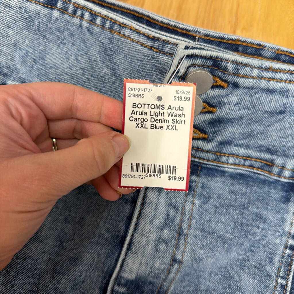 Arula Light Wash Cargo Denim Skirt XXL