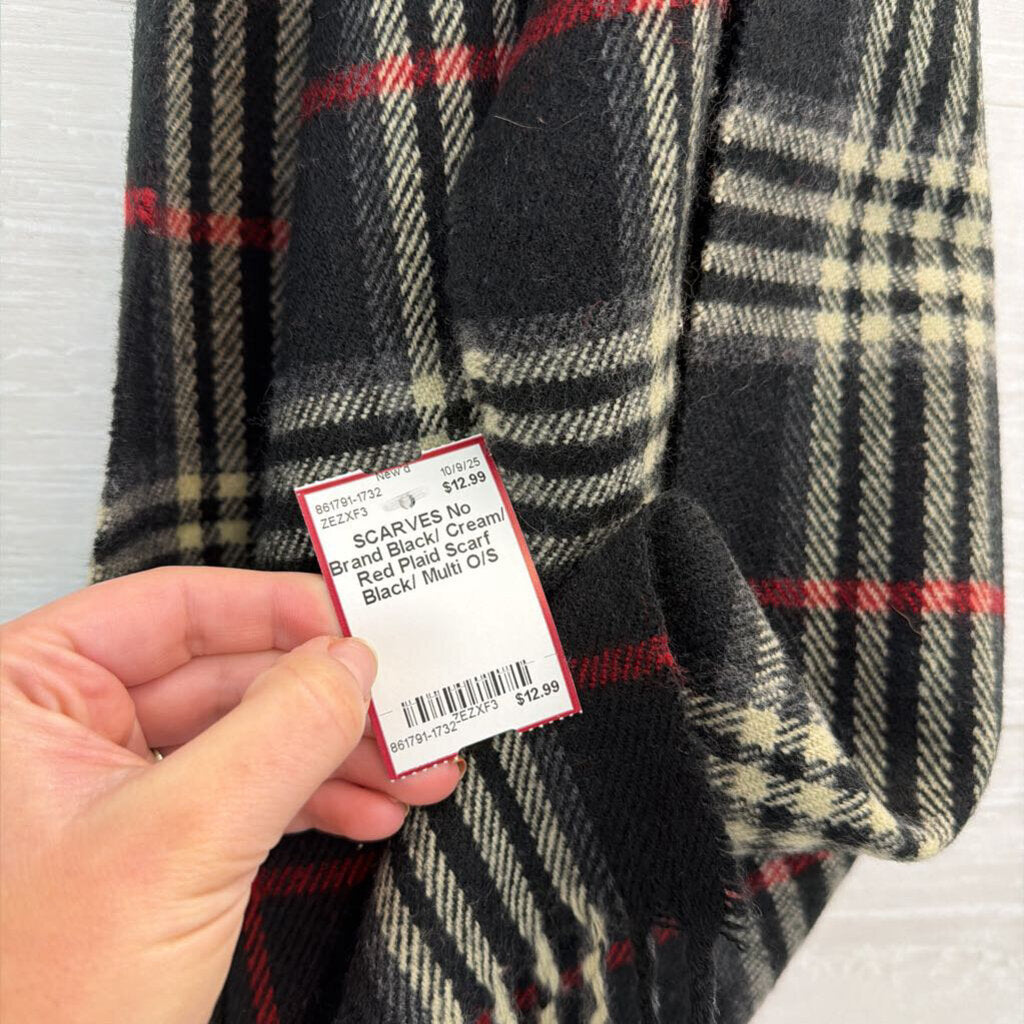 Black/ Cream/ Red Plaid Scarf