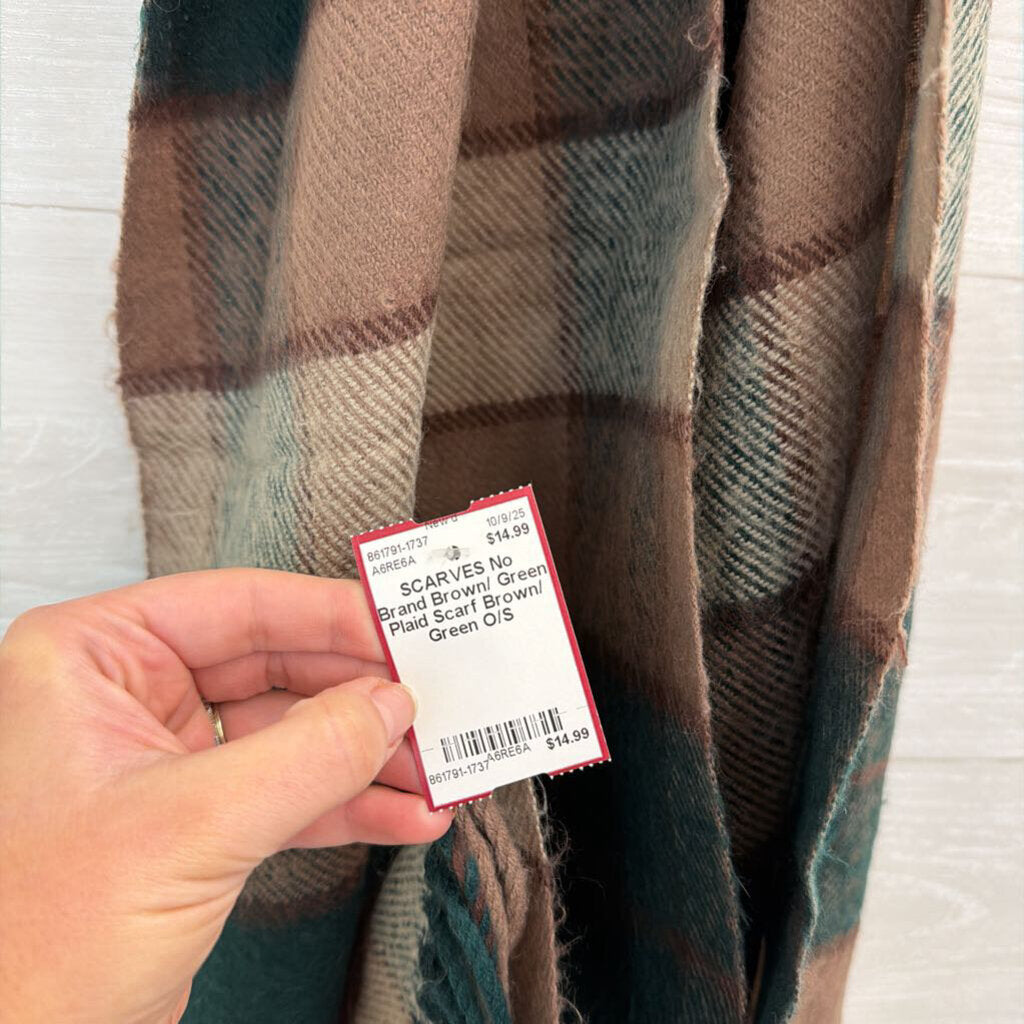 Brown/ Green Plaid Scarf