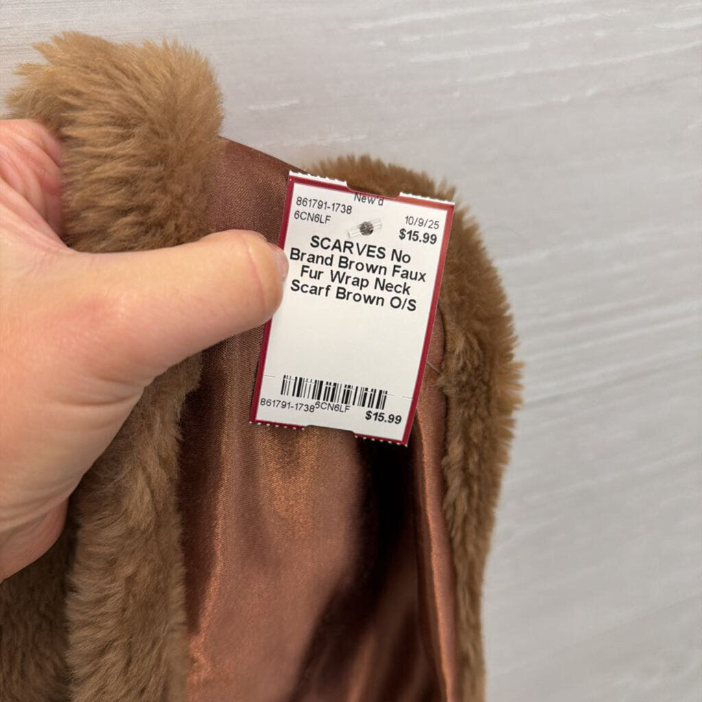 Brown Faux Fur Wrap Neck Scarf