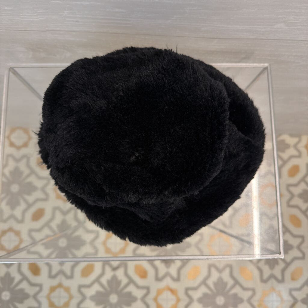 Black Faux Fur Bucket Hat