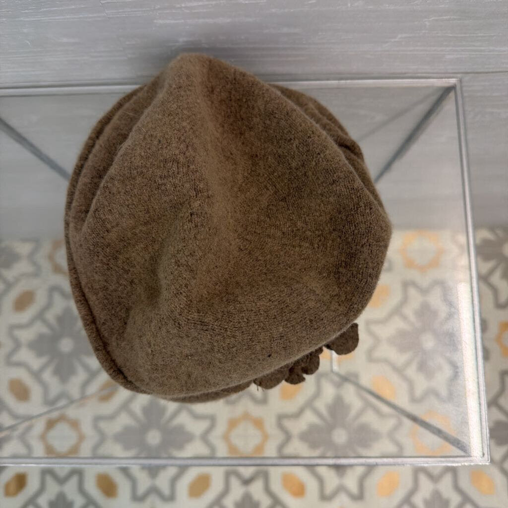 Betmar Brown Flower Detail Knit Hat